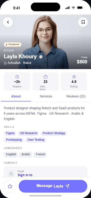 LebLancers freelancer profile