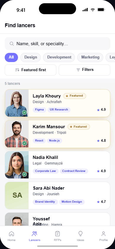 LebLancers freelancer search